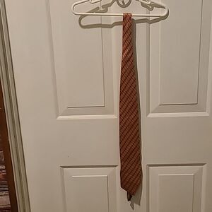 Nautica Orange Diagonal Check Silk Tie